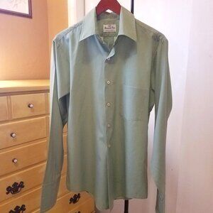 Vintage Permanent Press Green Button Down Collar Shirt